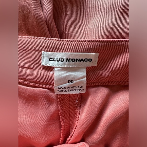 CLUB MONACO Wide leg trousers Dusty Rose Split Leg Linen Blend Size 00 - Picture 7 of 9
